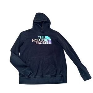 The North Face Men's Black Hoodie with Multicolor Logo